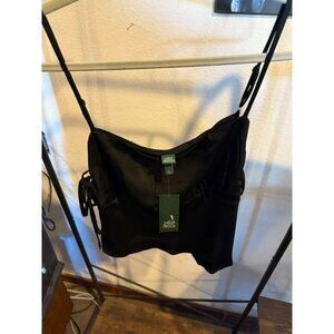 Womens Black Satin Tank Top With Adjustable Straps & Side Ties - Wild Fable™ L